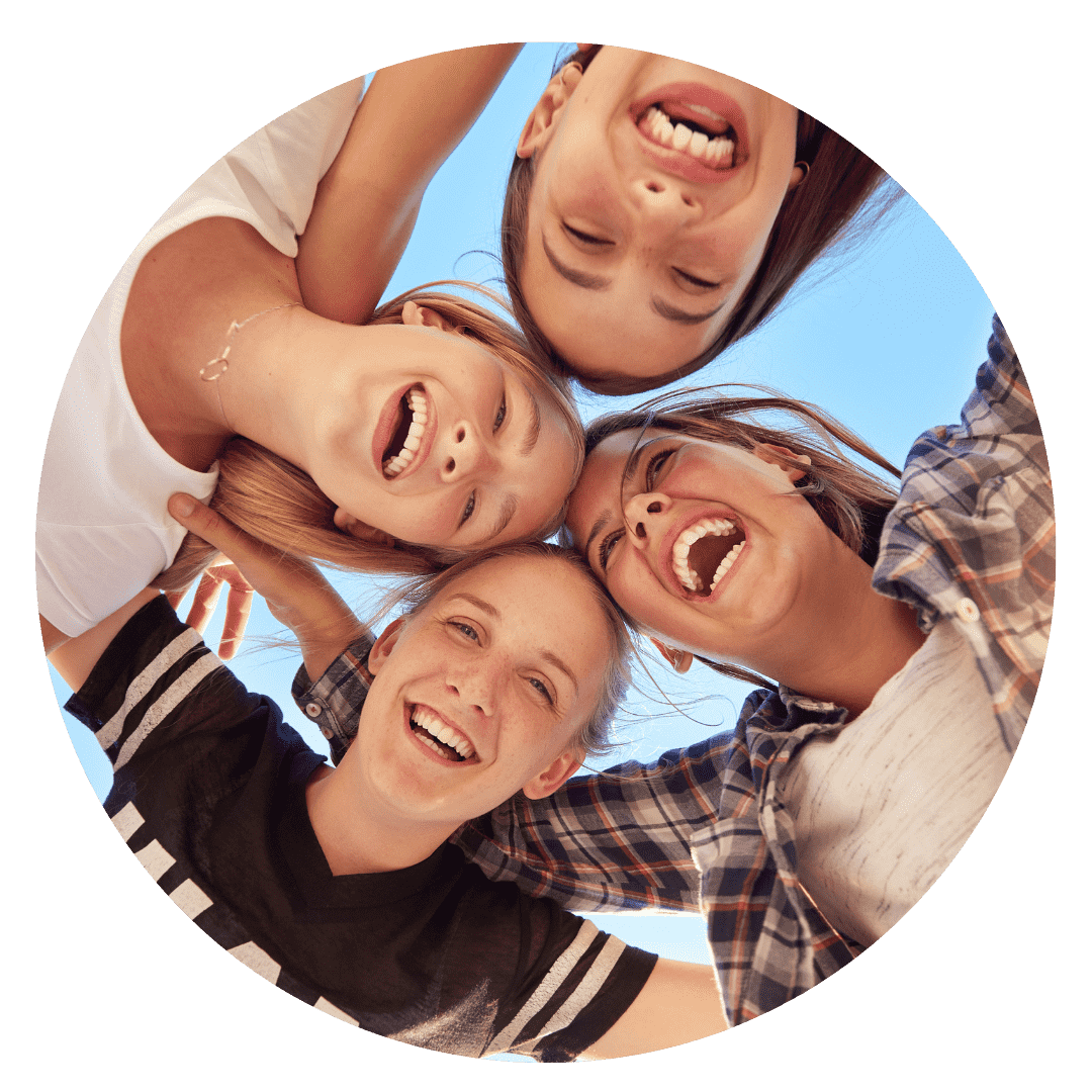 Graphic of group of teenagers laughing and having fun