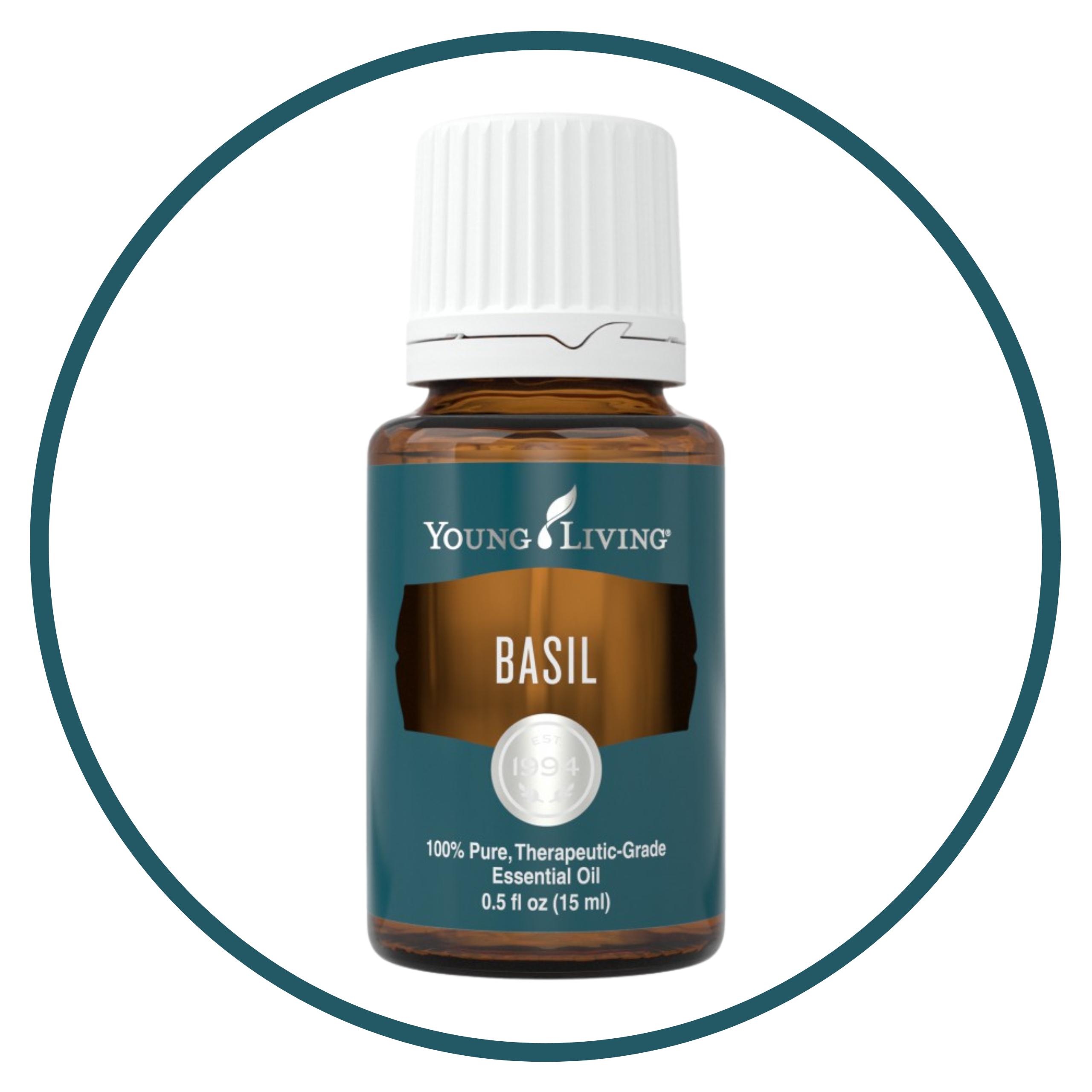 Image of Young Living 'Basil' essential oil bottle