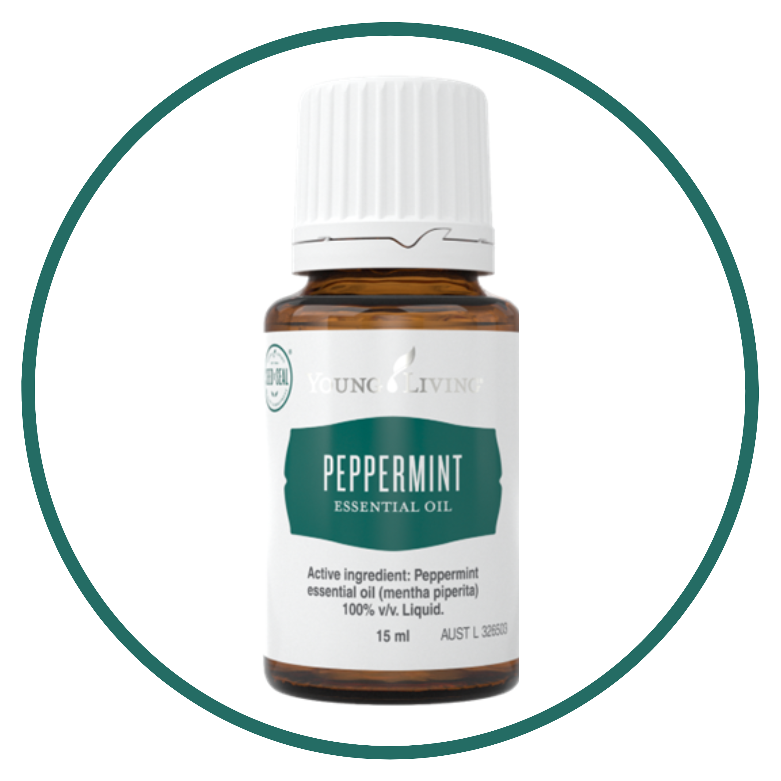 Image of Young Living 'peppermint' essential oil bottle